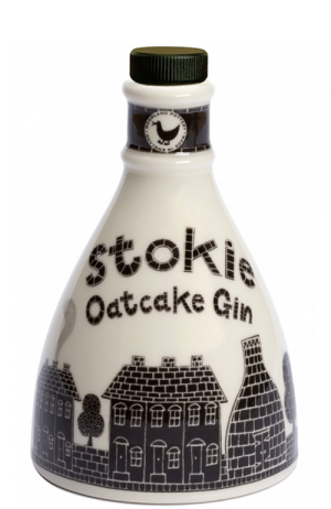 Mini 20cl Stokie Oatcake Gin Ceramic Bottle Kiln 12cm Tall, 40abv 